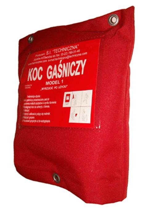 Koce gaśnicze Są to płachty z tkaniny niepalnej, np. z włókna szklanego o powierzchni ok. 2m 2.
