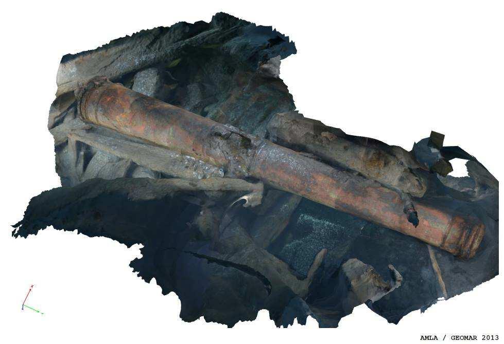 2015 Vol. 52 Issue 3 Rys. 16. Fragment chmury punktów wygenerowanej ze zdjęć podwodnych [10]. Fig. 16 A fragment of a point cloud generated from underwater photographs [10].