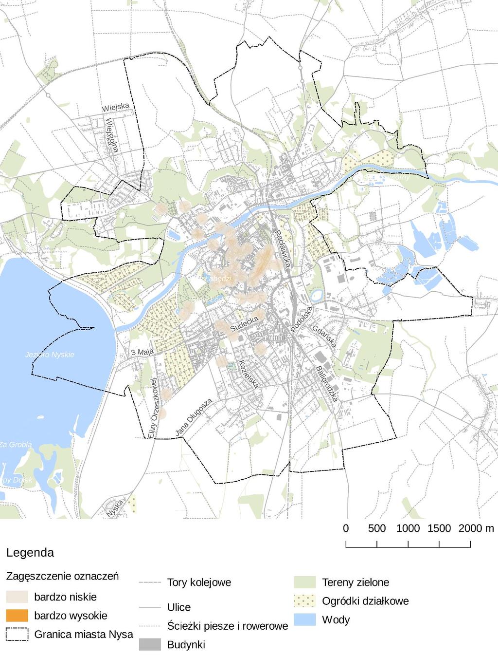 Najwięcej ogrodzeń ocenianych pozytywnie i negatywnie oznaczono na terenie śródmieścia miasta Nysa (Rycina 3.10.5 i Rycina 3.10.7).