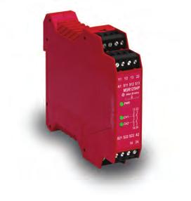 R Moduły bezpieczeństwa Przekaźnik sterowania oburęcznego MSR125HP Napięcie zasilania 24 V DC, 115/230 V AC 2 wyjścia bezpieczeństwa NO Obudowa 22,5 mm Zaciski wyjmowane Tolerancja -20% +10% Pobór