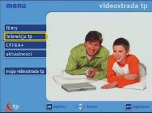 1. W àczanie dekodera 2. Menu g ówne portalu videostrada tp Aby w àczyç dekoder, naciênij przycisk na pilocie zdalnego sterowania. Wy àczanie dekodera odbywa si za pomocà tego samego przycisku. 2. Menu g ówne portalu videostrada tp Po zainstalowaniu i pierwszym uruchomieniu dekodera na ekranie telewizora pojawi si strona menu g ównego portalu videostrada tp.