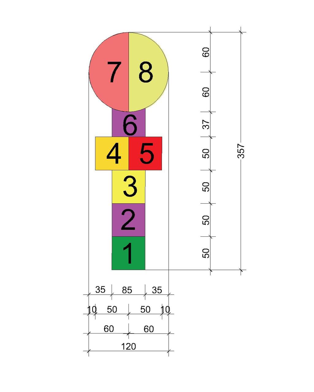 6.2. PROJEKTOWANA GRA W KLASY gra przeznaczona dla dzieci w rnym wieku wymiary urządzenia (długość x szerokość x wysokość): 357x120x0,4-0,8cm wymiary strefy bezpieczeństwa: brak przedział wiekowy: