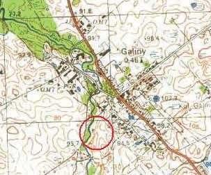 Problematyka gródków stożkowatych na obszarze województwa warmińsko-mazurskiego Ryc. 24. Galiny, st. 2. Lokalizacja grodziska na mapie w skali 1:25000 Fig. 24. Galiny, site 2.