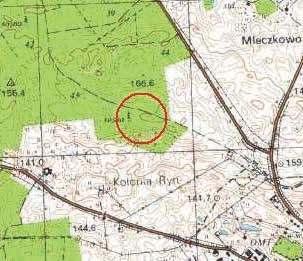 Problematyka gródków stożkowatych na obszarze województwa warmińsko-mazurskiego Ryc. 58. Krzyżany, st. 1. Lokalizacja grodziska na mapie w skali 1:25000 Fig. 58. Krzyżany, site 1.
