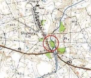 Jacek Radkowski i Jacek Wysocki Ryc. 116. Słupnica, st. 1. Lokalizacja grodziska na mapie w skali 1:25000 Fig. 116. Słupnica, site 1. Location of the stronghold on a 1:25,000 map Ryc. 117.