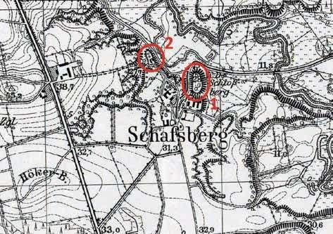Robert Klimek Ryc. 1. Grodziska w Baranówce na mapie sztabowej Meßtischblatt, Nr 1684 z 1937 Fig. 1. The strongholds at Baranówka on an ordnance survey map Meßtischblatt, No.