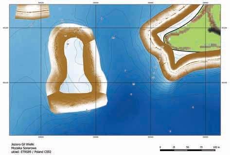Andrzej Pydyn Ryc. 16. Mozaika sonarowa dla stanowisk archeologicznych w północnej zatoce jeziora Gil Wielki (oprac. P. Stencel) Fig. 16. A sonar mosaic for the site in the northern bay of the Lake Gil Wielki (elaborated by P.