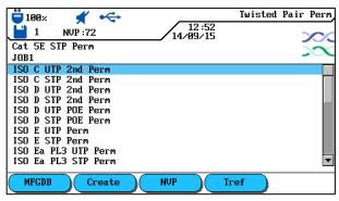 Typ kabla, konfigurację mierzonej linii 3. Przy użyciu Klawiszy Nawigacyjnych zaznacz pożądany typ kabla z listy. Przykład różnych typów kabla w konfiguracji Twisted Pair Perm 4.