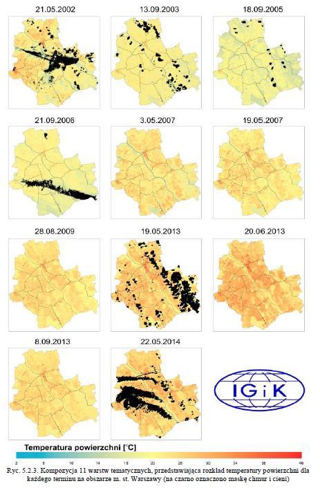 Temperatura powierzchni obszarów miejskich o C 29 28 27 26 25 24 23 22 21 20 19 18 17 16 15 Temperatura powierzchni 3-05-2007