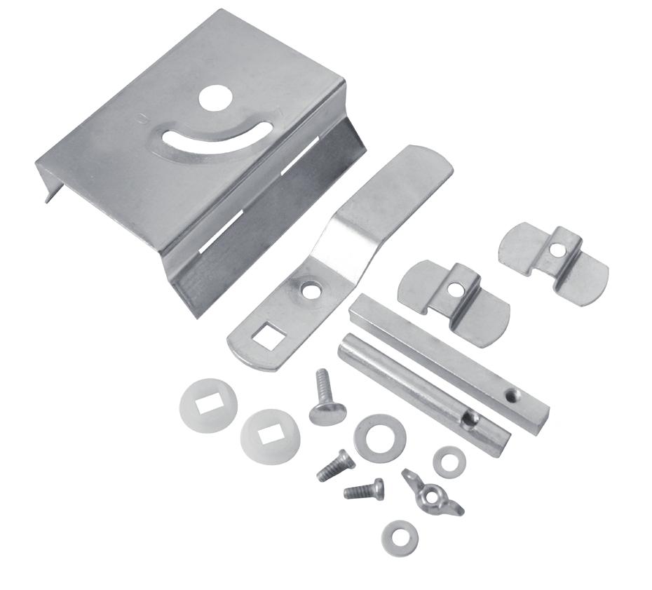 Mechanizm wentylacyjnych przepustnic okrągłych KIT-DSKKS-0/KIT-DSKKS-1 Mechanizm przepustnicy KIT-DSKKS-0 oraz KIT-DSKKS-1 wykonane są z blachy ocynkowanej.