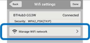 Krok 12 Wybrać MANAGE WIFI NETWORK. Domofon rozpocznie wyszukiwanie dostępnych sieci. Krok 13 Wybrać sieć wi-fi, do której domofon ma się podłączyć.