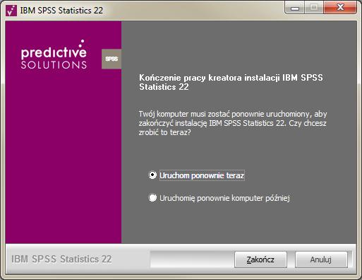 Kreator autoryzacji licencji programu IBM SPSS Statistics jest również dostępny w menu systemu Windows: [START] - grupa [IBM SPSS STATISTICS] i z tej lokalizacji można go uruchomić w dowolnym