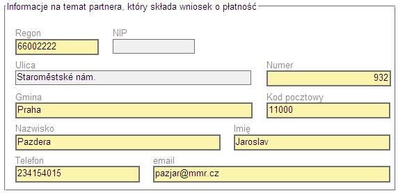 W bloku Organ statutowy wczytane zostały dane przedstawiciela