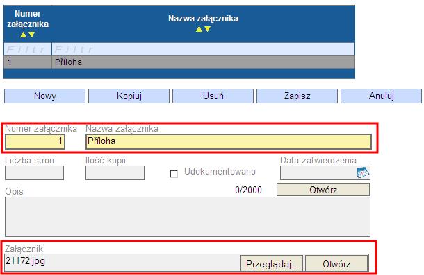 Załączniki do wniosku o płatność W tej zakładce moŝna dołączyć elektroniczny załącznik.