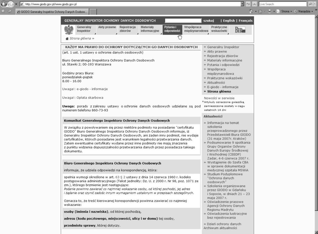 mentu Rejestracji Zbiorów Danych Osobowych Biura Generalnego Inspektora Ochrony Danych Osobowych, które pokazują, jakie błędy są popełniane najczęściej