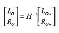 [0066] Parametry w l i w r są skalarami i funkcjami zestawu parametrów P. Te 2 parametry określają ilość przetwarzania końcowego z kanałów wejściowych. [0067] Parametry H1.