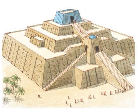 Każdy ziggurat był siedzibą innego boga. Zigguraty były litymi budowlami, nie było w nich żadnych pomieszczeń. Obok wznoszono magazyny, kompleksy świątynne i pałac. Pieczęć cylindryczna Gliptyka to.