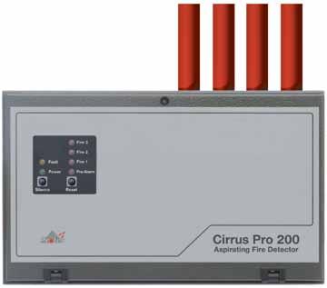 Czujka zasysająca Cirrus Pro 200 Cirrus Pro 200 Informacje o produkcie: bardzo wczesne wykrywanie zagrożenia pożarowego, adresowalna, wymaga zewnętrznego zasilacza, duża odporność na fałszywe alarmy,