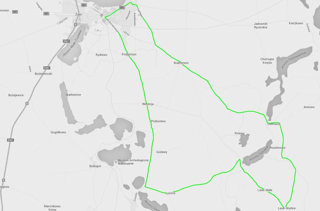 3. Trasa wyścigu PAŁUKI TOUR 2017 Trasa wyścigu liczy łącznie 64 km (2 pętle po 32 km każda). Profil trasy znajduje się na stronie internetowej www.palukitour.