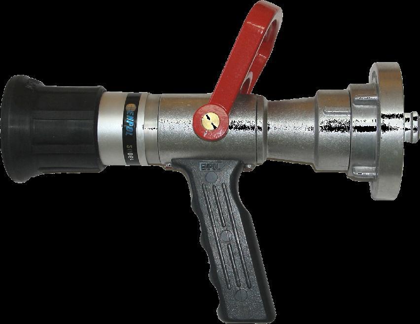 Prądownic Wodn Uniwersln Fire Nozzle korpus, nsd, uchwyt odlewy luminiowe ze stopu AK11 AlSi11; orotow dysz, uszczelk gum; rękojeść tworzywo.