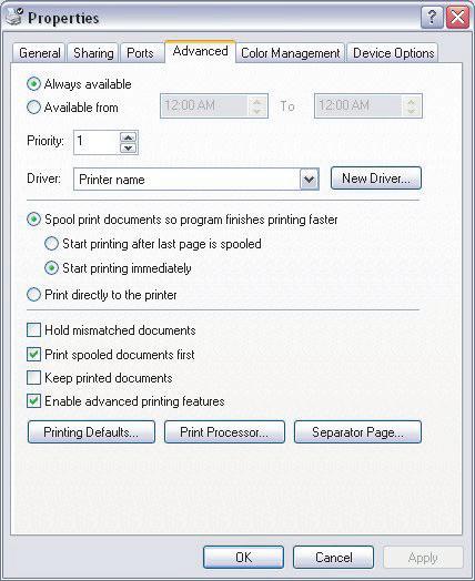 Konfiguracja z poziomu okna Control Panel (Panel sterowania) systemu Windows Po otwarciu okna Properties (Właściwości) drukarki bezpośrednio z systemu Windows, a nie z poziomu programu, można