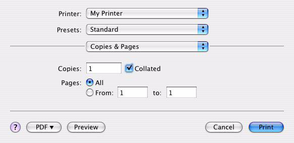 Page Attributes (Atrybuty strony) Aby używać bieżących ustawień wprowadzonych w oknie dialogowym Page Setup (Ustawienia strony) jako standardowych ustawień dla wszystkich dokumentów, należy wybrać