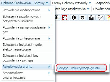 5.2 Rekultywacja gruntu W celu wyszukania zarejestrowanych decyzji można skorzystać z przycisku wyszukiwania -.