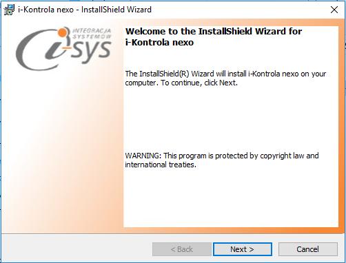 2. Przygotowanie programu do pracy Instalacja Instalacja programu polega na uruchomieniu pliku instalatora (Setup_i-KontrolaNexo.exe). Po uruchomieniu instalatora (rys.