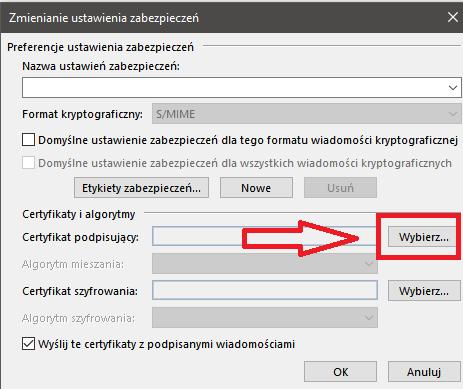 W polu Nazwa ustawień zabezpieczeń (1) wpisujemy dowolną nazwę utworzonego