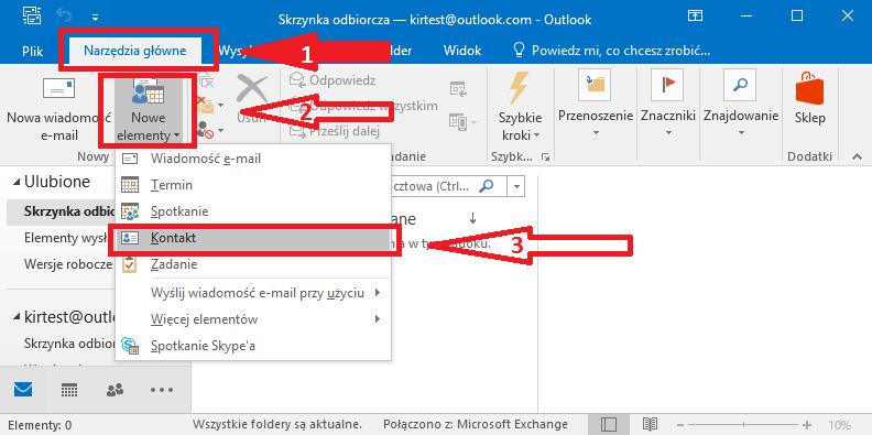 2.2 Konfiguracja aplikacji Outlook 2016 Po wyeksportowaniu certyfikatu z kluczem publicznym, należy go przekazać do osób, od których