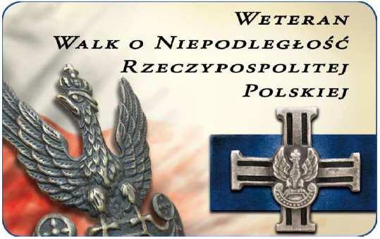 Wzór nr 56 do 22 WZÓR LEGITYMACJI CZŁONKA KORPUSU WETERANÓW WALK O NIEPODLEGŁOŚĆ RZECZYPOSPOLITEJ POLSKIEJ Legitymacja pozioma, w postaci karty o wymiarach 54 mm x 86 mm, o krawędziach zaokrąglonych,