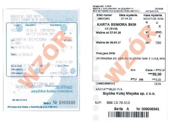 Wzór nr 65 do 30 WZÓR KARTY SENIORA - SKM Karta