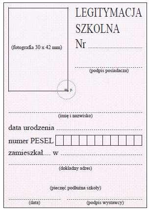 Wzór nr 19a do 17, 27 WZÓR LEGITYMACJI