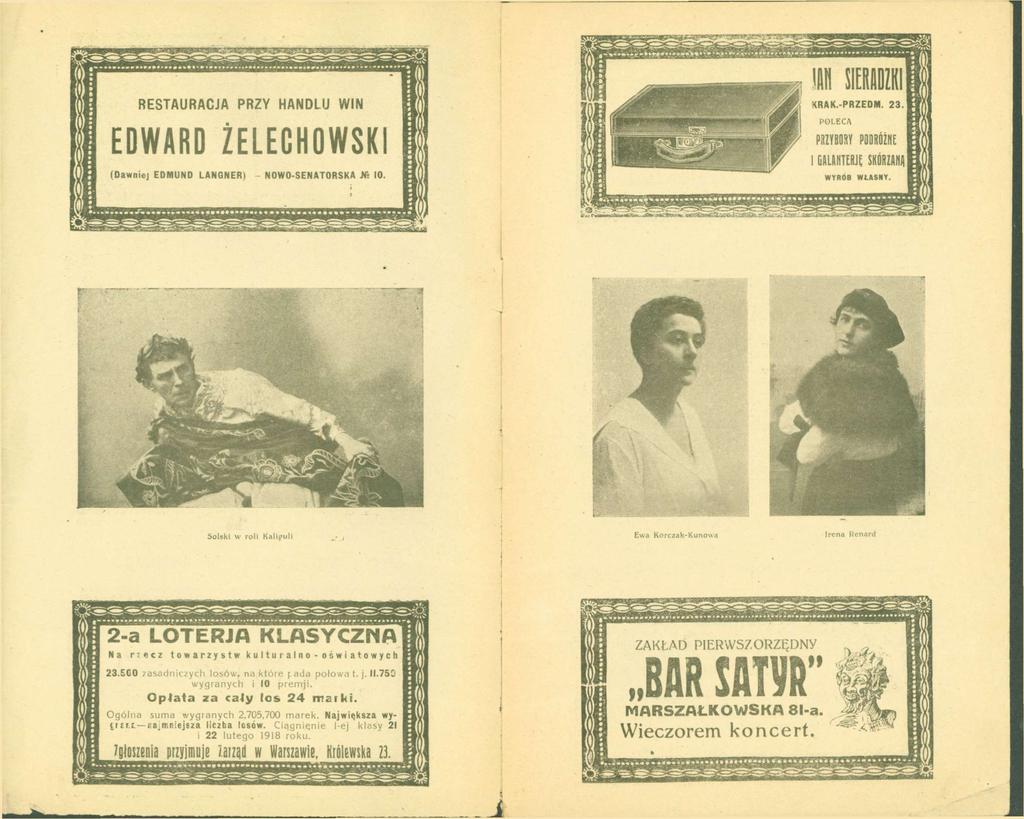 1 rnrritrw'' RESTAURACJA PRZY HANDLU WiN EDWARD ŻELECHOWSKI (Dawniej EDMUND LANGNER) - NOWO-SENATDRSKA». 10. KRAK.-PRZEOM. 23. POLECA PaZYBOHY PODRÓŻNE I GAIANTERJE SKÓRZANA WYRÓB WŁASNY. Im-.