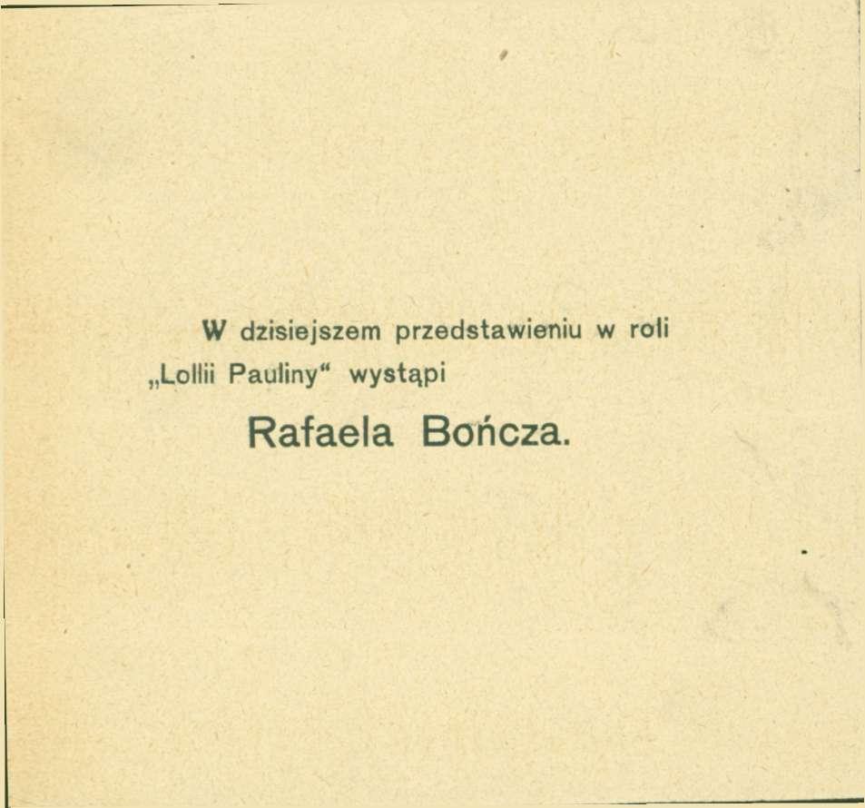 w dzisiejszem przedstawieniu w roli