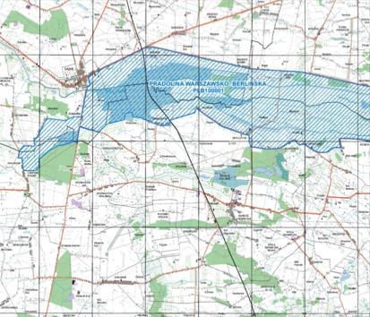 Rysunek 6. Obszar Pradolina Warszawsko-Berlińska i jego położenie względem Gminy Uniejów Źródło: http://natura2000.mos.gov.