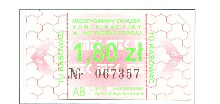 Bilet w cenie 1,40 zł., papier biały ze znakiem wodnym, przeciętne wymiary 6,7 cm 3,5 cm. Znane serie: AB, AC, AE. Bilet w cenie 1,60 zł.