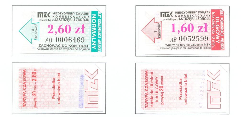 Za przejazdy jednorazowe w czasie powyżej 20 minut. Bilety sprzedawane przez kierowców w autobusach.