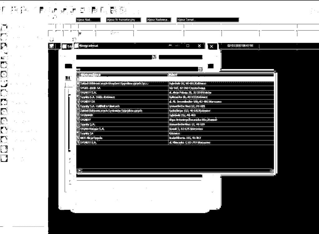 W przypadku wybrania opcji pobierz z bazy korespondentów lista instytucji