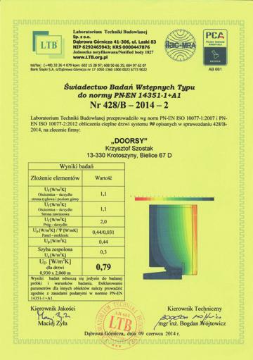 Drzwi zewnętrzne nowoczesne - przekrój Drzwi zewnętrzne nowoczesne - certyfikat PRZEKRÓJ DRZWI ZEWNĘTRZNYCH PRZESZKLONYCH- GR.