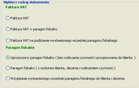 63 Wystawienie paragonu bez wskazywania klienta (paragon uproszczony). Przypisanie paragonu uproszczonego do klienta i zlecenia. Wystawienie paragonu od razu z wyborem klienta i zlecenia.
