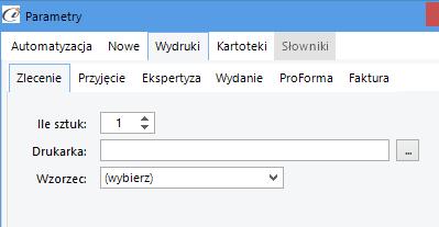 Wydruki W opcjach Wydruki możemy wybrać dla poszczególnych etapów zlecenia serwisowego następujące rodzaje dokumentów: Zlecenie Przyjęcie Ekspertyza Wydanie Proforma Faktura Możemy określić