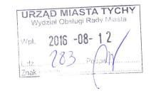 DDT-24/5976/26/HO 10.08.26 r. RADA MIASTA TYCHY Przewodniczący Komisji Infrastruktury Miejskiej i Ochrony Środowiska Sławomir Sobociński al. Niepodległości 49 43-100 T Y C H Y dot.