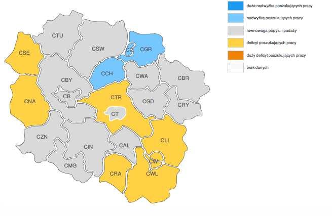 PROGNOZOWANA RELACJA MIĘDZY DOSTĘPNĄ SIŁĄ ROBOCZĄ A ZAPOTRZEBOWANIEM NA PRACOWNIKÓW W 2017R.