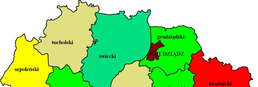 Mapa 6 Rozkład geograficzny zachorowań na raka sutka u kobiet woj.