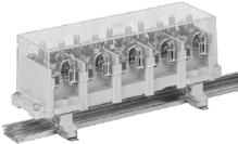 Винтовые 4- и 5-ти контактные клеммы для проводов сечением 6 95 мм² Крепеж: на рейках TS или к основанию. Поставляются только с крышкой (Р).