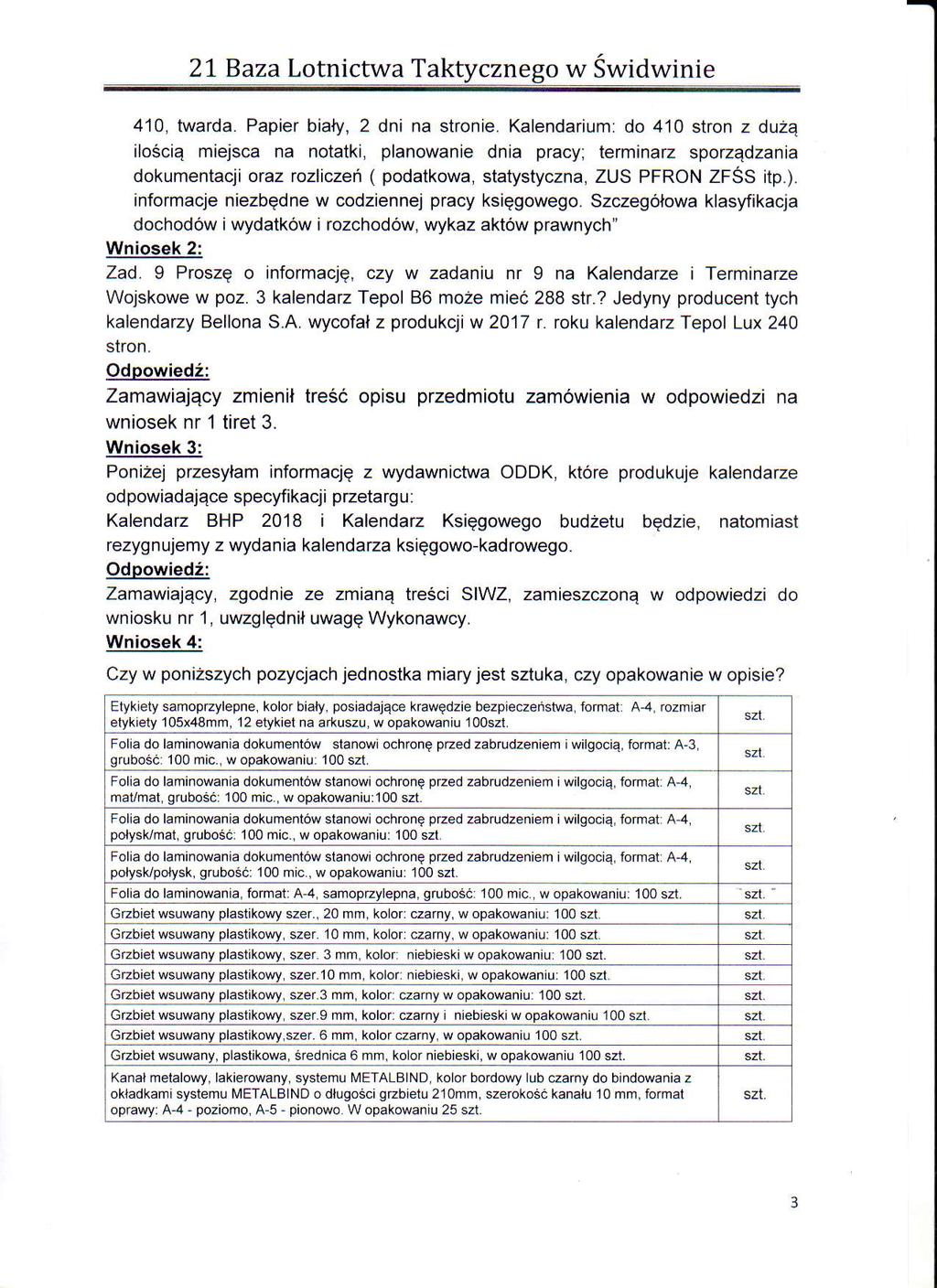 27 Baza Lotnictwa Taktycznego w Swidwinie 410, twarda. Papier bialy, 2 dni na stronie.