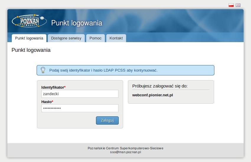 Uwierzytelnić się w usłudze lokalnego dostawcy tożsamości, zgodnie z polityką przyjętą przez