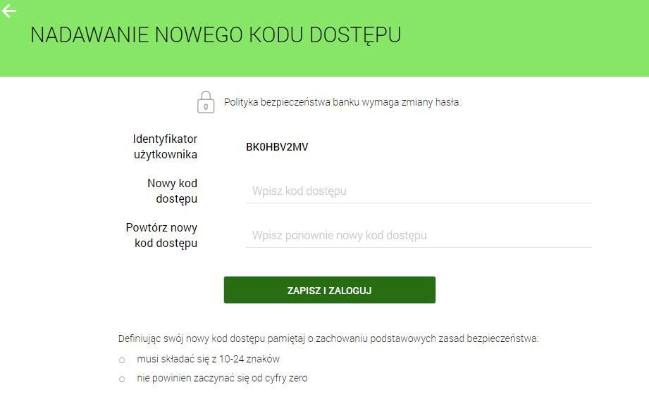 pojawi się okno umożliwiające wprowadzenie kodu dostępu W polu Kod dostępu należy wprowadzić hasło startowe tj.