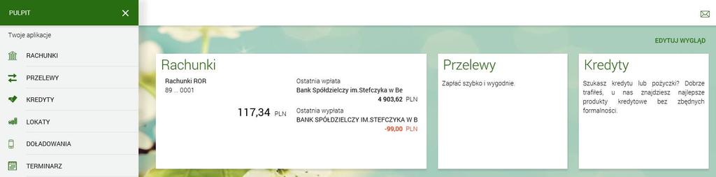 Podczas pierwszego logowania do Usługi Bankowości Elektronicznej bsbelskduzy24.pl, system wymusza ustalenie hasła prywatnego nowego kodu dostępu.